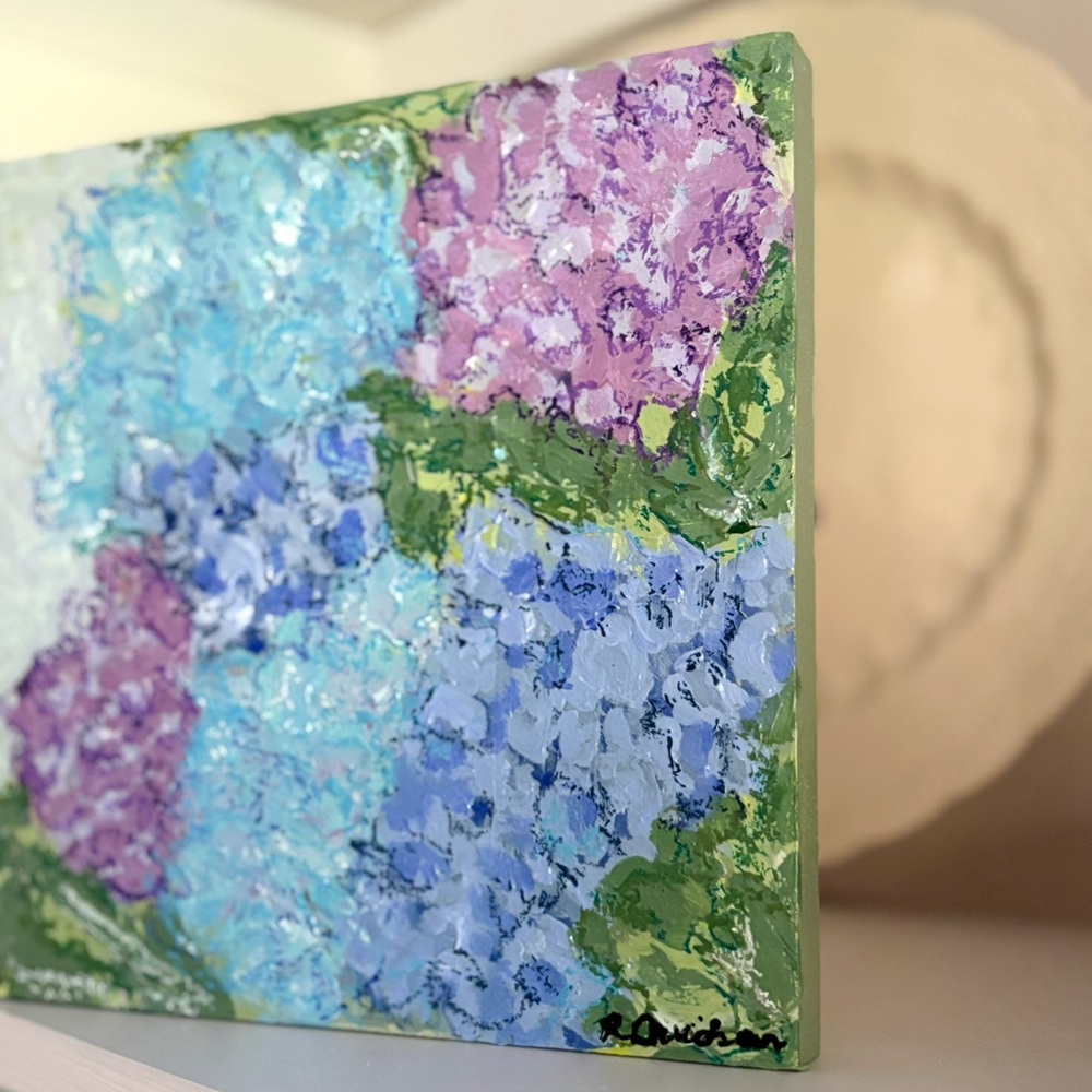 Original Artwork Painting Textured Acrylic On Canvas 8x8” Canadian Floral Art